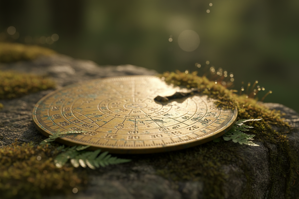 Brass astrolabe macro photo