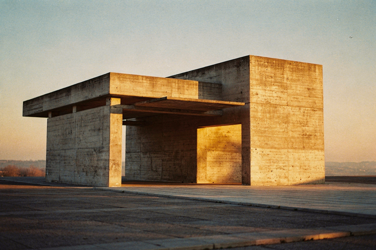 Brutalist concrete pavilion