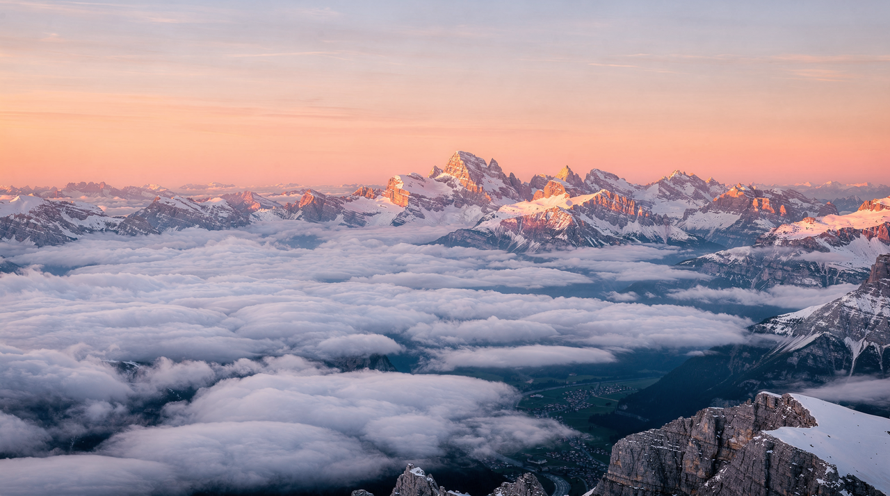 Sweeping mountain landscape at dawn